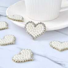 2pcs Heart Shaped Rhinestone & Faux Pearl Buttons For Suits & Shirts Diy Sewing - Multicolor - View 6