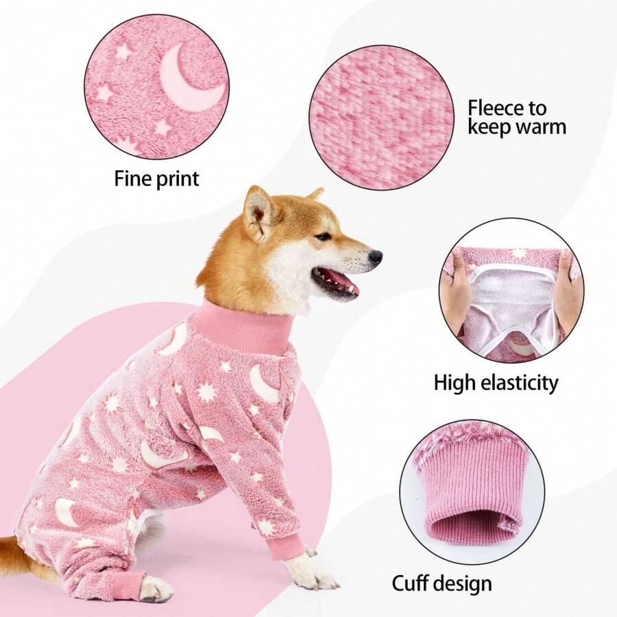 Winter Warm Dog Clothes For Medium And Large Pets, Golden Retriever Pajamas For Home And Anti-Shedding - Baby Pink - View 1