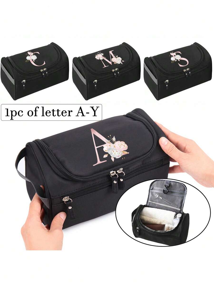 1 Túi đựng đồ trang điểm, Móc đựng mỹ phẩm khi đi du lịch, Túi đựng phụ kiện, Túi xách in hoa màu hồng Hộp đựng đồ trang điểm, Đồ dùng vệ sinh cá nhân và mỹ phẩm du lịch Túi đựng đồ vệ sinh Túi đựng đồ vệ sinh Đồ dùng du lịch mùa hè Đồ dùng học tập cho kỳ nghỉ ở bãi biển Đồ dùng học tập cần thiết cho ký túc xá Trở lại trường học - màu đen - Xem 1