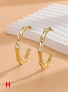 1 对多种款式可选个性化心形、水滴形、花朵形、太阳形、竹结形耳环适合女性日常佩戴 - 彩色 - 查看 14