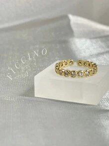 Ficcino Bead Setting Ring, Gold-Plated Design With Cubic Zirconia Stone And Adjustable Size, Valentine's Day And Anniversary Gift With Jewelry Box For Women - 404r - View 5