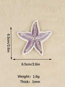 1set/7pcs Embroidered Starfish Iron-On Patch, Clothing Hat Accessory Diy Decoration - Multicolor - View 9