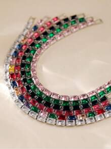 1入女士鋼琴手鍊,鑽石立體設計,情人節送女友的時尚禮物 - 綠色 - 查看 3