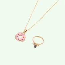 1套可愛甜甜圈項鍊&鑽石花環童裝珠寶,流行甜甜圈&花型合金項鍊 - 彩色 - 查看 5