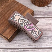 Western Style Cactus & Sunflower & Letter Pattern Hair Clip For Women, Hair Claw - Letter U - View 2