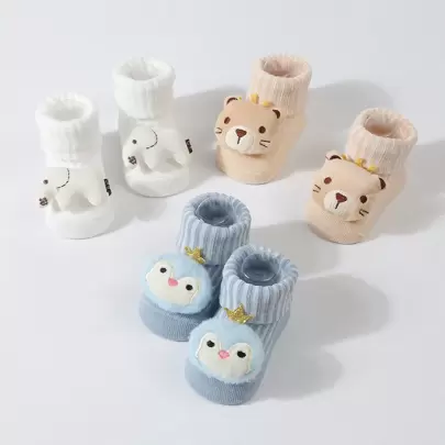 3 cặp/bộ Hoạt hình Sàn nhà Mô hình Em bé & Vớ Với Đồ chơi Plush Thiết kế