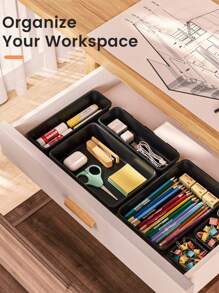 8 Pieces Drawer Organizer Set, Plastic Drawer Organization System, Box Organizer Drawer For Socks, Underwear, Clothing, Combs, Offices And Kitchen Appliances - 1 Set - View 2