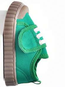 1對男女童純色平底鞋，採用魔術貼設計，適用於春秋 - 綠色 - 查看 6