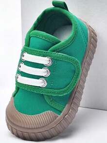 1對男女童純色平底鞋，採用魔術貼設計，適用於春秋 - 綠色 - 查看 5