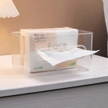 1入開放式紙巾盒,可壁掛毛巾和面布收納,廁所浴室和廚房反向紙巾分配器,紙巾收納盒 - 透明色 - 查看 3