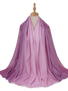 1條新款春季白色高麗菜綠漸變色帶金線的頭巾,作為禮物很合適 - 紫色 - 查看 11