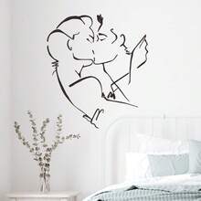 Romantic Couple Design Pvc Self-Adhesive Wall Sticker For Living Room Bedroom Background Decoration - Black and White - View 5