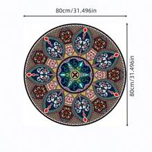 1pc 80*80cm Round Carpet, Vintage Disc Design Floor Mat, Suitable For Living Room, Bedroom, Home Sofa, Coffee Table, Bedside, Cradle - Multicolor - View 2