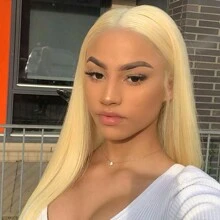 1入組（約65cm）女式假髮,歐美流行的金色長直髮型,中分劉海,合成纖維頭帶 - 金色 - 查看 1