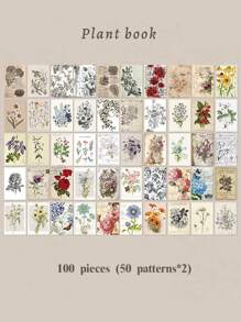 100 piezas Álbum de recuerdos mini con material de 50 hojas rasgables de doble material en estilo retro, sin diseños repetidos, material de papelería, artículos escolares, de vuelta a la escuela