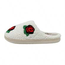 Beautiful Rose Embroidery Women Indoor Slippers As Valentine's Day Gift - White - View 5