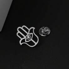 Hand Of  Jamsa Brooch For Men Amulet Eyes Pin Stainless Steel Suit Badge Wedding Blessing  Faith Gift - Gold - View 5