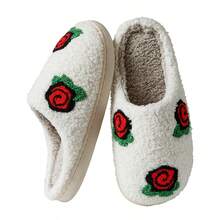Beautiful Rose Embroidery Women Indoor Slippers As Valentine's Day Gift - White - View 3