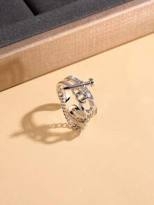 1 件時尚精緻女式鍍金銅流蘇戒指 - 金色 - 查看 5