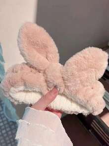 1pc Rabbit Ear Design Multifunctional Hairband For Face Washing, Wearing Mask, Doing Makeup, Protecting Hair And Decoration - Mocha Brown - View 4