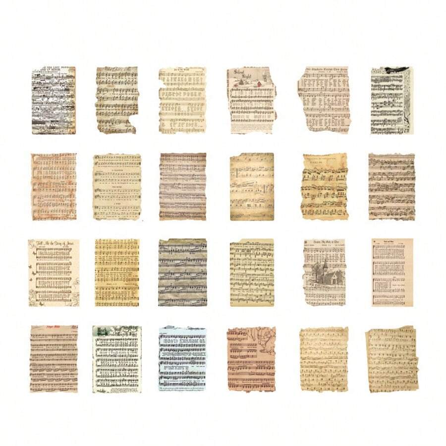 一包24張貼紙,復古風格裝飾行李,滑板車,筆記本,手機,平板電腦,杯子,信封,賀卡材料,貼紙 - 彩色 - 查看 1