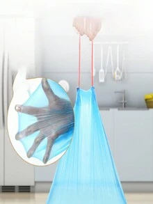 1入重型拉繩垃圾袋,每包5卷,手提式一次性垃圾袋,適用於家用、宿舍,顏色隨機 - 彩色 - 查看 9