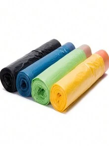 1入重型拉繩垃圾袋,每包5卷,手提式一次性垃圾袋,適用於家用、宿舍,顏色隨機 - 彩色 - 查看 1