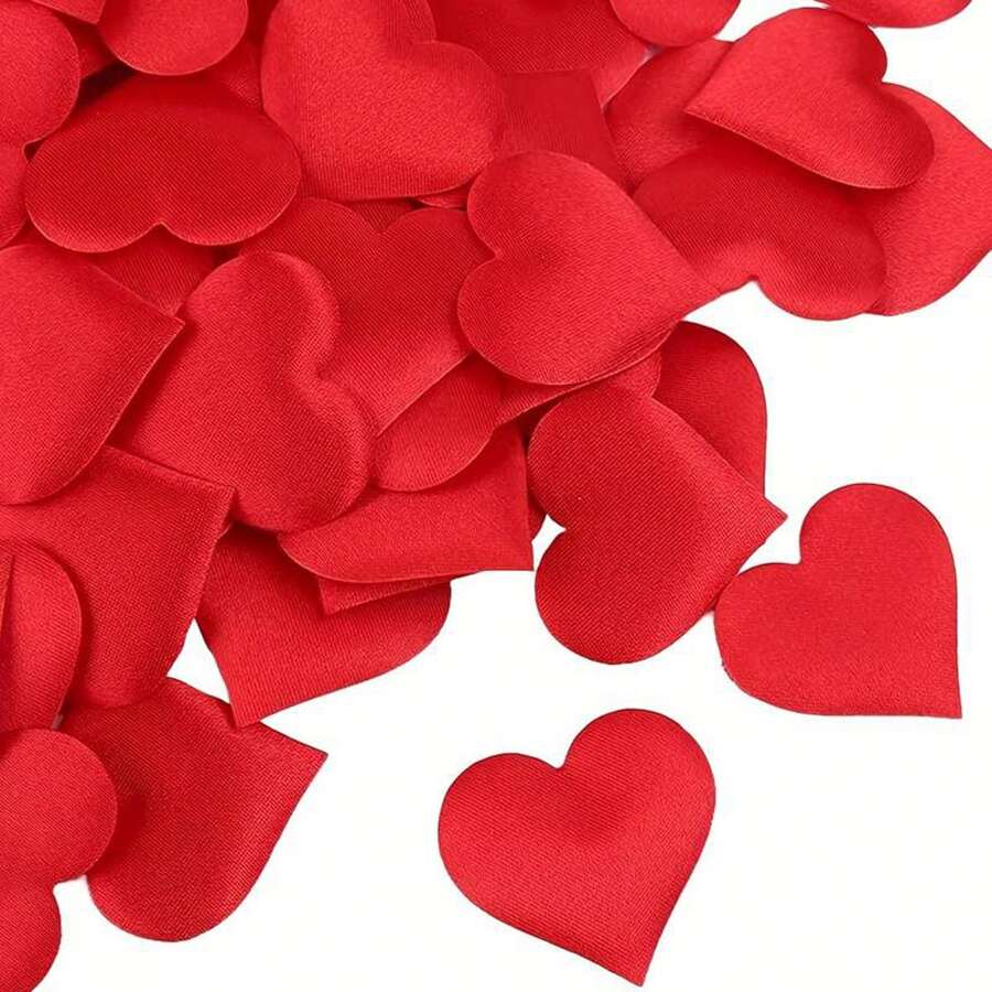 100pcs-2cm 3d Heart Shaped Flower Petals For Valentine'S Day & Wedding Decoration - Red - View 1