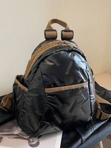 女士經典時尚迷你格紋背包,適用於校園,日常,戶外及街頭 - 黑色 - 查看 4