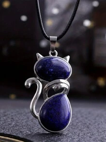 1 件招財貓形狀晶或玫瑰石英天然水晶治療石吊墜項鍊,非常適合作為節日禮物送給朋友 - 項鍊 - 查看 16