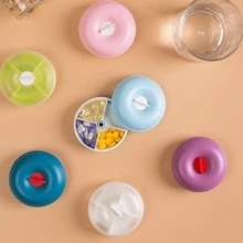 1入組便攜環形甜甜圈型藥盒,4格藥盒,旋轉設計方便攜帶 - 白色 - 查看 4