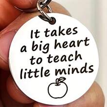 1入不分男女導師老師禮物不銹鋼圓形鑰匙扣,感謝您畢業生日教師節禮物 - 銀色 - 查看 4