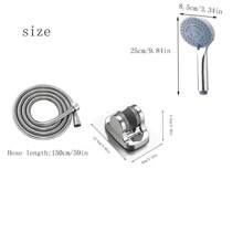 1入組淋浴頭和軟管套裝,手持式可拆卸高壓噴頭,浴室配件 - 銀色 - 查看 2