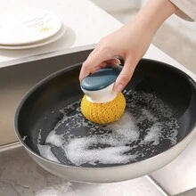 1入廚房清潔刷,可刷鍋子和碗的清潔球,不掉絲,柔軟不損壞鍋具 - 黃色 - 查看 2