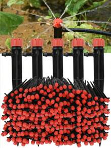 一套25/50件可调节8孔花园滴灌系统喷嘴，带1/4''接口，适用于4/7mm园艺管，可插入土壤，用于果树、蔬菜、花卉等植物的节水灌溉，适用于农业花园苗圃、庭院、温室、阳台、草坪、菜地。可以作为节日礼物送给热爱花园的父母或祖父母。,园艺工具, 园艺工具 - 彩色 - 查看 2