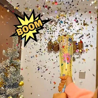 1/5 件庆典烟花棒，手持式惊喜五彩纸屑炮，使用充气烟花发射器增强您的节日派对气氛，适用于情人节、圣诞节、新年、生日、婚礼、派对等场合，圣诞节