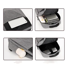 3pcs Men Zip Front Laptop Backpack Set With Pen Bag USB Bookbag Set College Bag Set High School Students Graduate Students University Freshman Sophomore For Commute, Outdoors, Hiking Travel - 灰色 - 查看 5