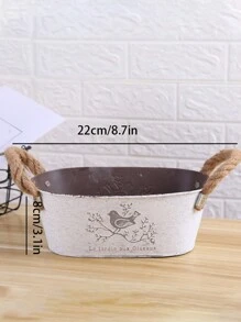 1pc Vintage Style Metal Decorative Flower Pot