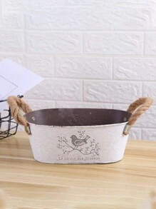 1pc Vintage Style Metal Decorative Flower Pot