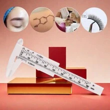 zernber 1pc Mini Size Plastic Eyebrow Measuring Ruler, Multi-Purpose Calipers, Mini Vernier Caliper Double Scale Plastic Ruler, Sliding Gauge Ruler For Microblading Eyebrow Tattoo Brow Artists Makeup-White - White - View 2