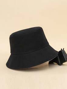 1入款春/夏季女士戶外休閒遮陽帽，太陽、月亮、星星以金色線繡，Y2K男女伴侶款漁夫帽 - 黑色 - 查看 4