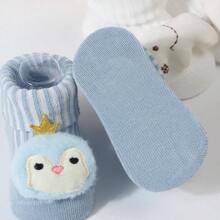 3pairs/Set Cartoon Floor Patterned Baby & Toddler Socks With Plush Toy Design - Multicolor - View 4