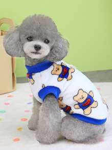 1身卡通圖案絨毛寵物毛衣,帶牽繩掛鉤和圈扣設計,適合小型和中型寵物（如泰迪狗和貓） - 黃色 - 查看 8