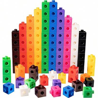 50/100/200 件/套立方体链接积木：适合儿童、早期教育的有趣组装立方体积木（随机发货）