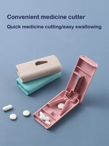 1pc Portable Pill Cutter, Household Medication Storage Box Divider, Mini Travel Pill Splitter - Pink - View 2