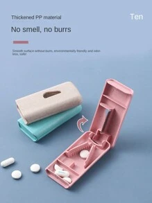 1pc Portable Pill Cutter, Household Medication Storage Box Divider, Mini Travel Pill Splitter - Pink - View 6