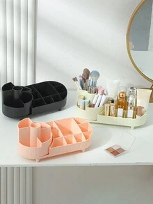 1入組360度旋轉化妝品收納盒,可收納化妝刷,桌面式收納容器,超大容量,可拆式桌面置物架,可旋轉筆筒 - 粉色 - 查看 6
