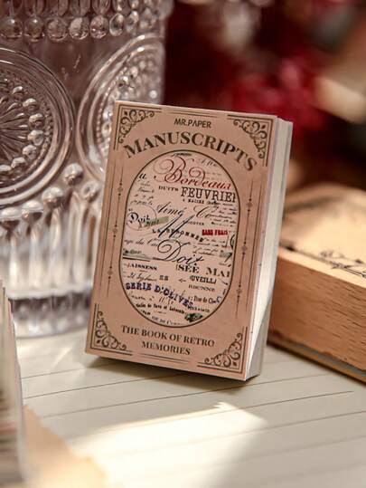 100张/本复古剪贴簿纸，复古回忆相册，50张独特的撕取式纸张，学习用品，圣诞礼物，女士礼物，脑残粉，剪贴簿用品，返校季