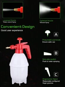 1入組手動花園噴霧器,帶手動泵的氣壓扳機噴霧瓶,可調節壓縮空氣壓力的噴霧器 - 白色 - 查看 1