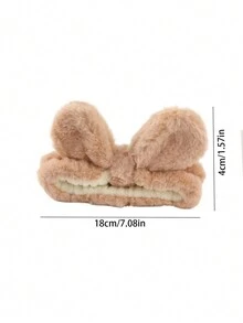 1pc Rabbit Ear Design Multifunctional Hairband For Face Washing, Wearing Mask, Doing Makeup, Protecting Hair And Decoration - Mocha Brown - View 7